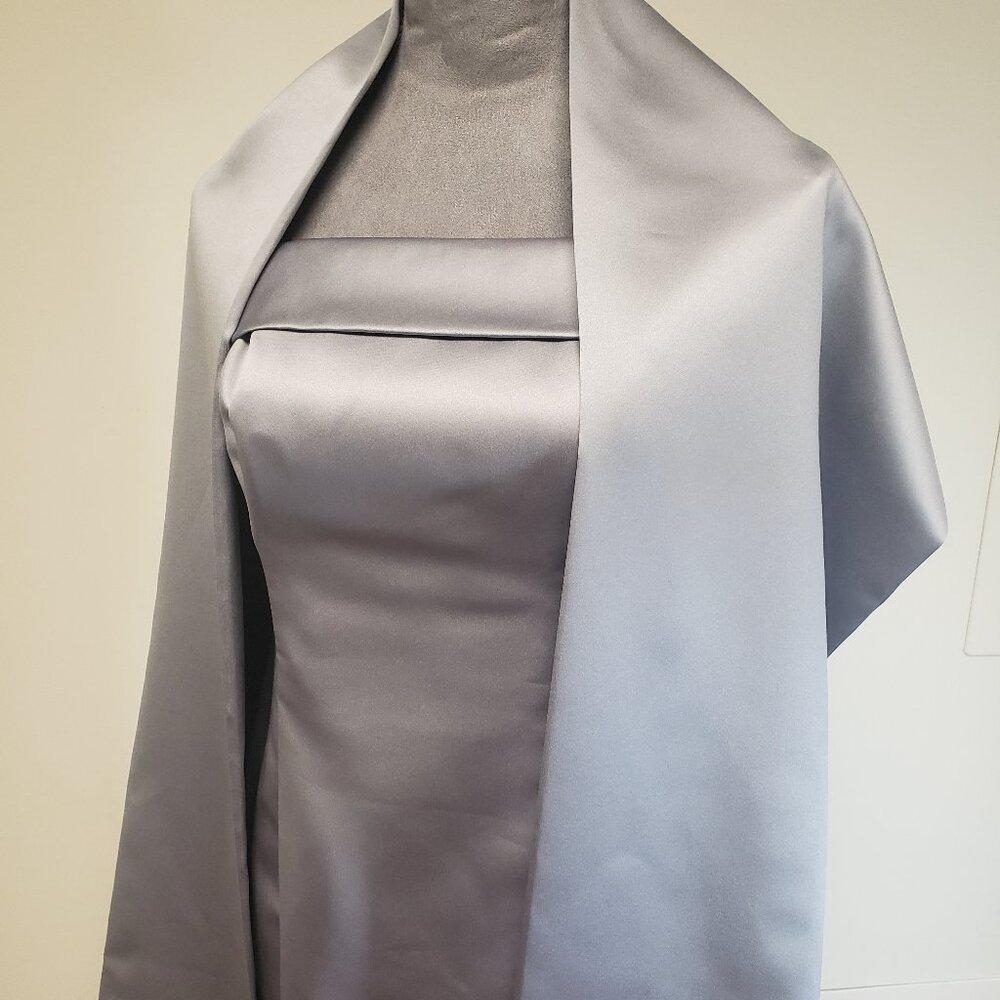 Sleeveless Vintage Silver Banded Gown with Shawl